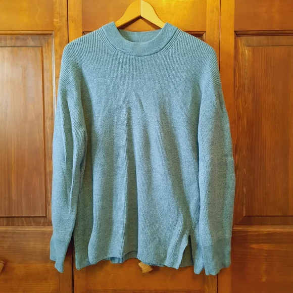 Lululemon Merino Wool Blend Ribbed Crewneck Sweater Tidewater Teal Size 8 - Picture 5 of 12